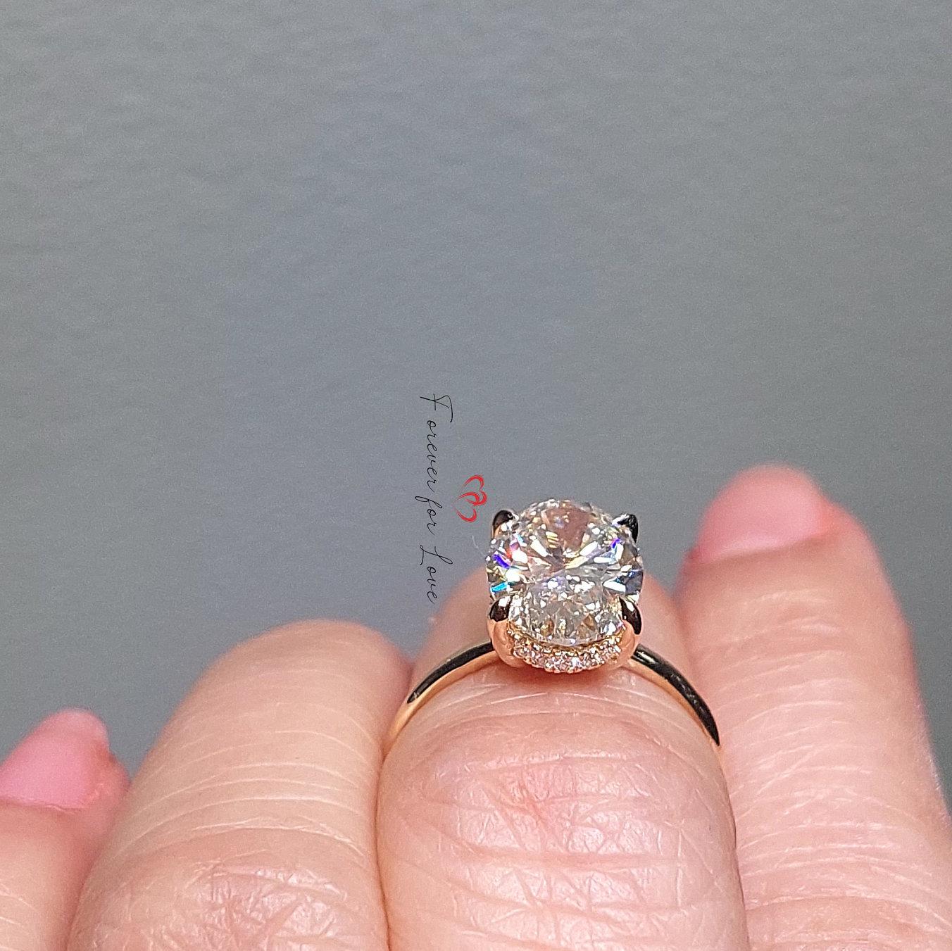 5 Ct IGI Certified Oval Lab Diamond Solitaire Engagement Ring Oval cut 1Ct Moissanite Brilliant Cut engagement ring in 935 Argentium Silver — custom handcrafted by Forever For Love