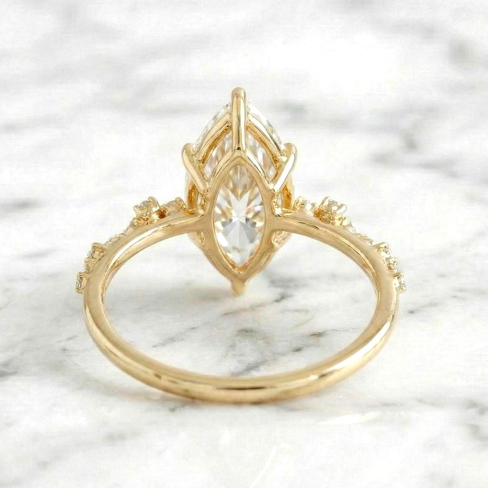 3.25 Ct IGI Certified Marquise Lab Diamond Engagement Ring