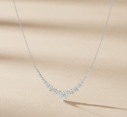 18K Massivgold Halskette für Hochzeit mit Cluster, echte Diamant Marquise Halskette, Diamantkette Halskette Jubiläumsgeschenk.