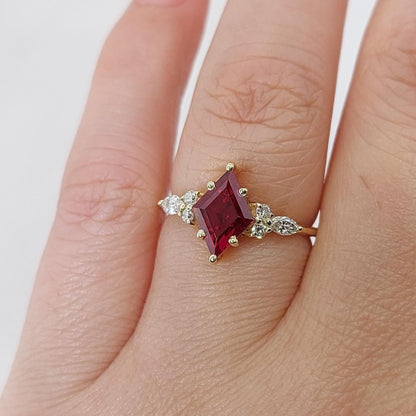 Marquise Red Diamond, Ruby Engagement Ring