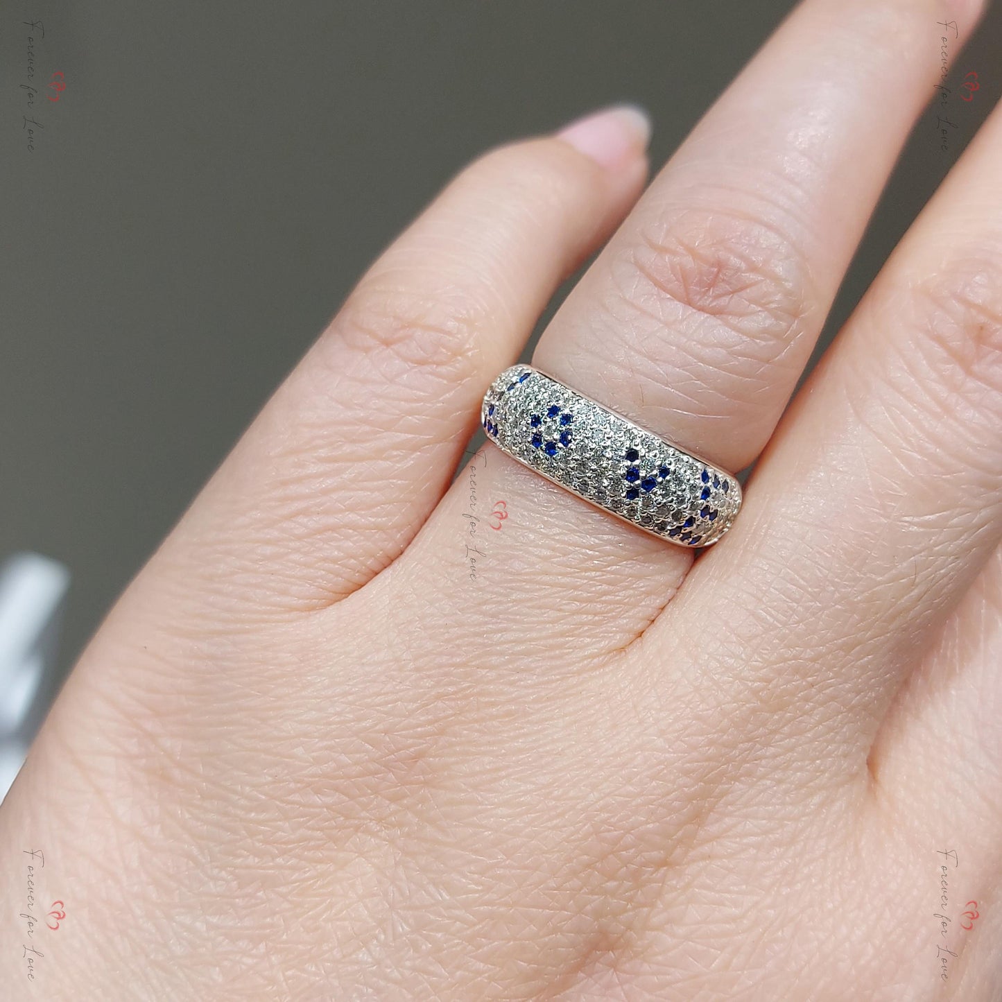 Round Diamond Band - Gold & Platinum Round cut 1Ct Moissanite Brilliant Cut engagement ring in 935 Argentium Silver — custom handcrafted by Forever For Love