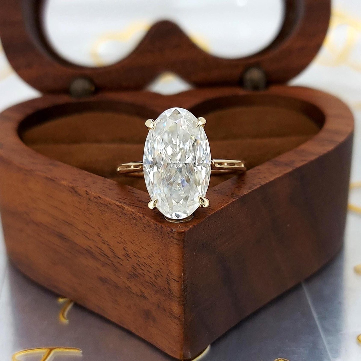 5 Ct Oval Moissanite Engagement Ring Oval cut 1Ct Moissanite Brilliant Cut engagement ring in 935 Argentium Silver — custom handcrafted by Forever For Love