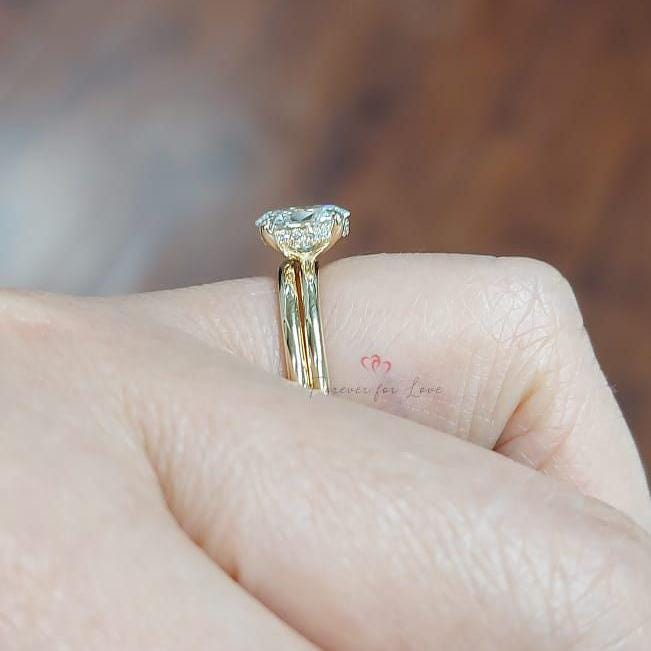 1 Ct Oval Diamond Wedding Band Oval cut Moissanite Brilliant Cut engagement ring in 935 Argentium Silver — custom handcrafted by Forever For Love