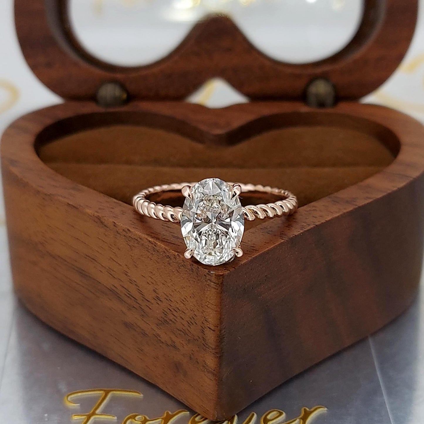 2.01 Ct IGI Certified Oval Lab Diamond Hidden Halo Ring Oval cut 1Ct Moissanite Brilliant Cut engagement ring in 935 Argentium Silver — custom handcrafted by Forever For Love