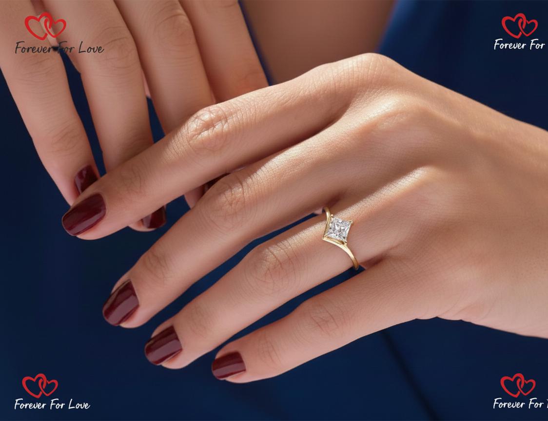1 Ct Princess Lab Diamond Solitaire Engagement Ring Princess cut 1Ct Moissanite Brilliant Cut engagement ring in 935 Argentium Silver — custom handcrafted by Forever For Love