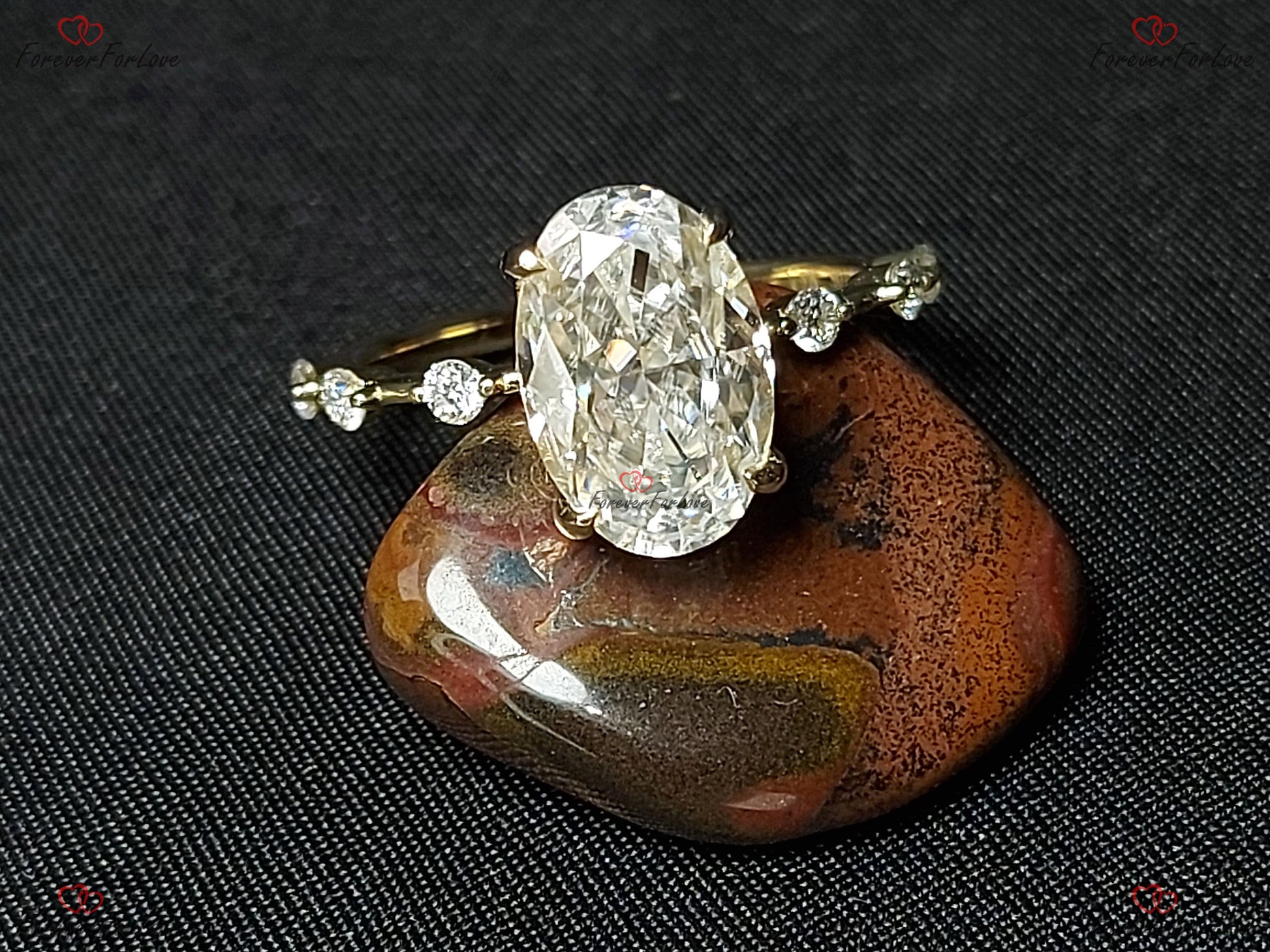 4 Ct Oval Diamond, Moissanite Engagement Ring