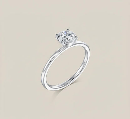 1 Ct Round Lab Diamond Solitaire Engagement Ring