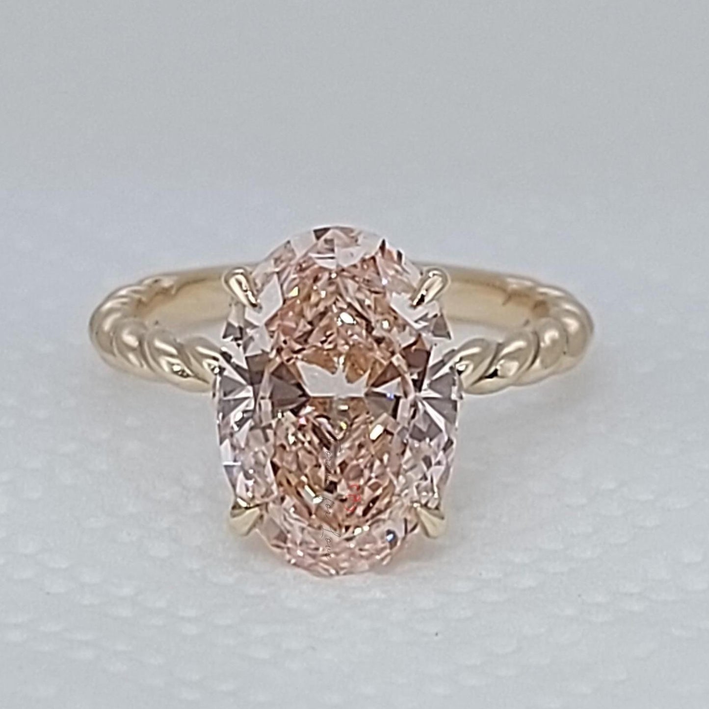 3 Ct Oval Pink Lab Diamond Engagement Ring Oval cut 1Ct Moissanite Brilliant Cut engagement ring in 935 Argentium Silver — custom handcrafted by Forever For Love