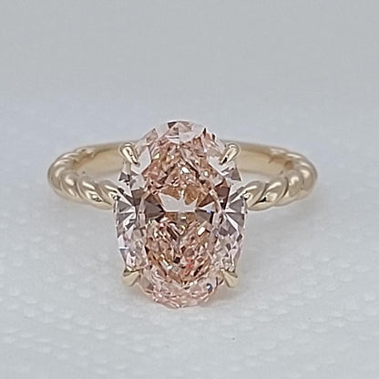 3 Ct Oval Pink Lab Diamond Engagement Ring