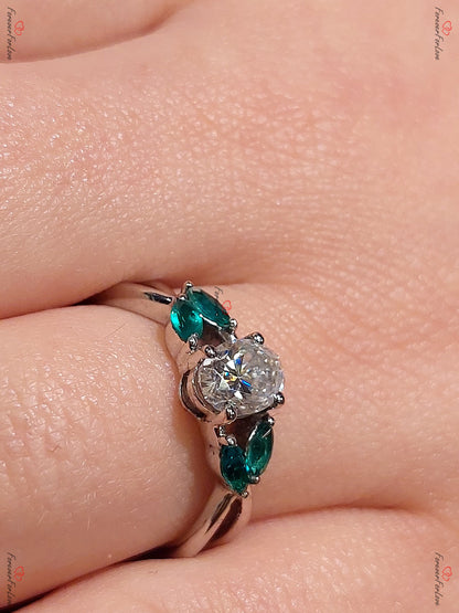 Oval Green Diamond, Emerald Engagement Ring