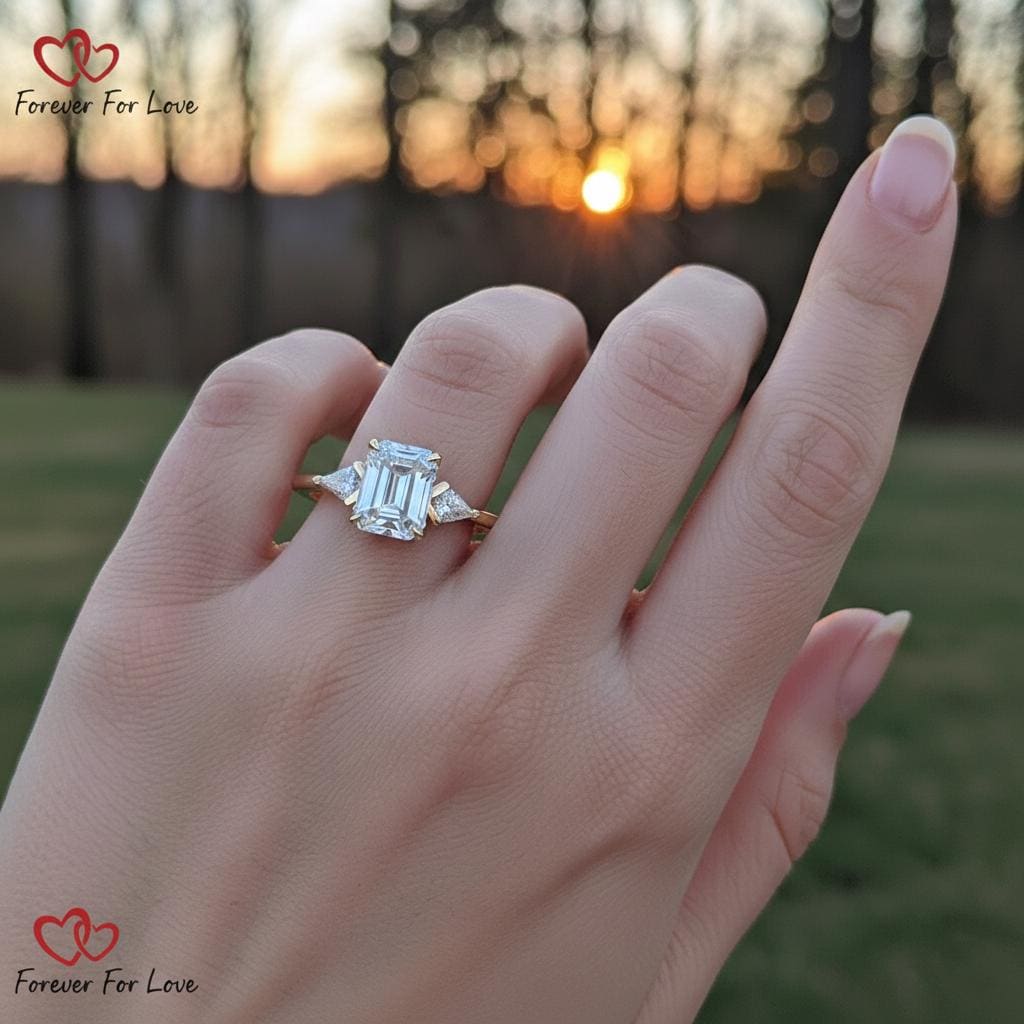 3.2 Ct IGI Certified Emerald Lab Diamond Engagement Ring