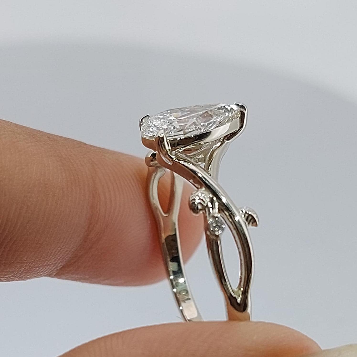 3 Ct IGI Certified Pear Lab Diamond Engagement Ring