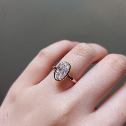 3 Ct Oval Diamond, Moissanite Solitaire Engagement Ring