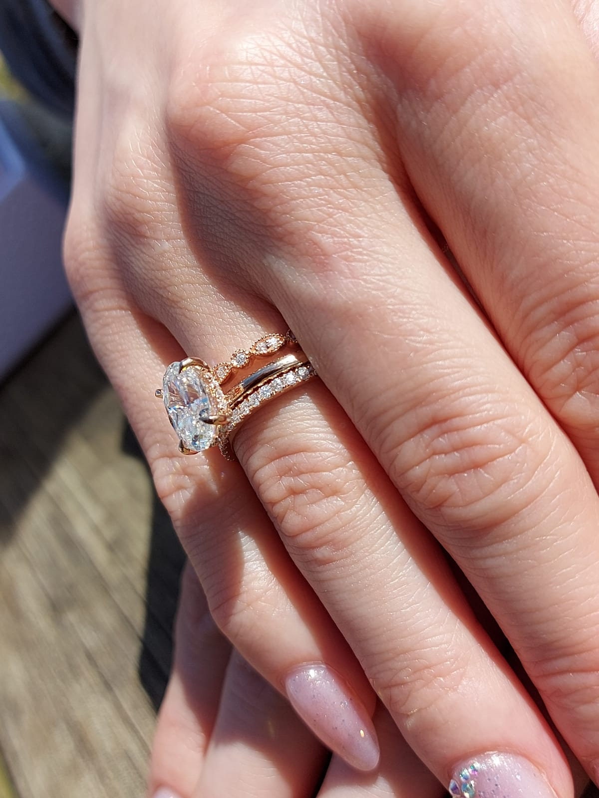 3 Ct Oval Moissanite Eternity Band Oval cut Moissanite Brilliant Cut engagement ring in 935 Argentium Silver — custom handcrafted by Forever For Love