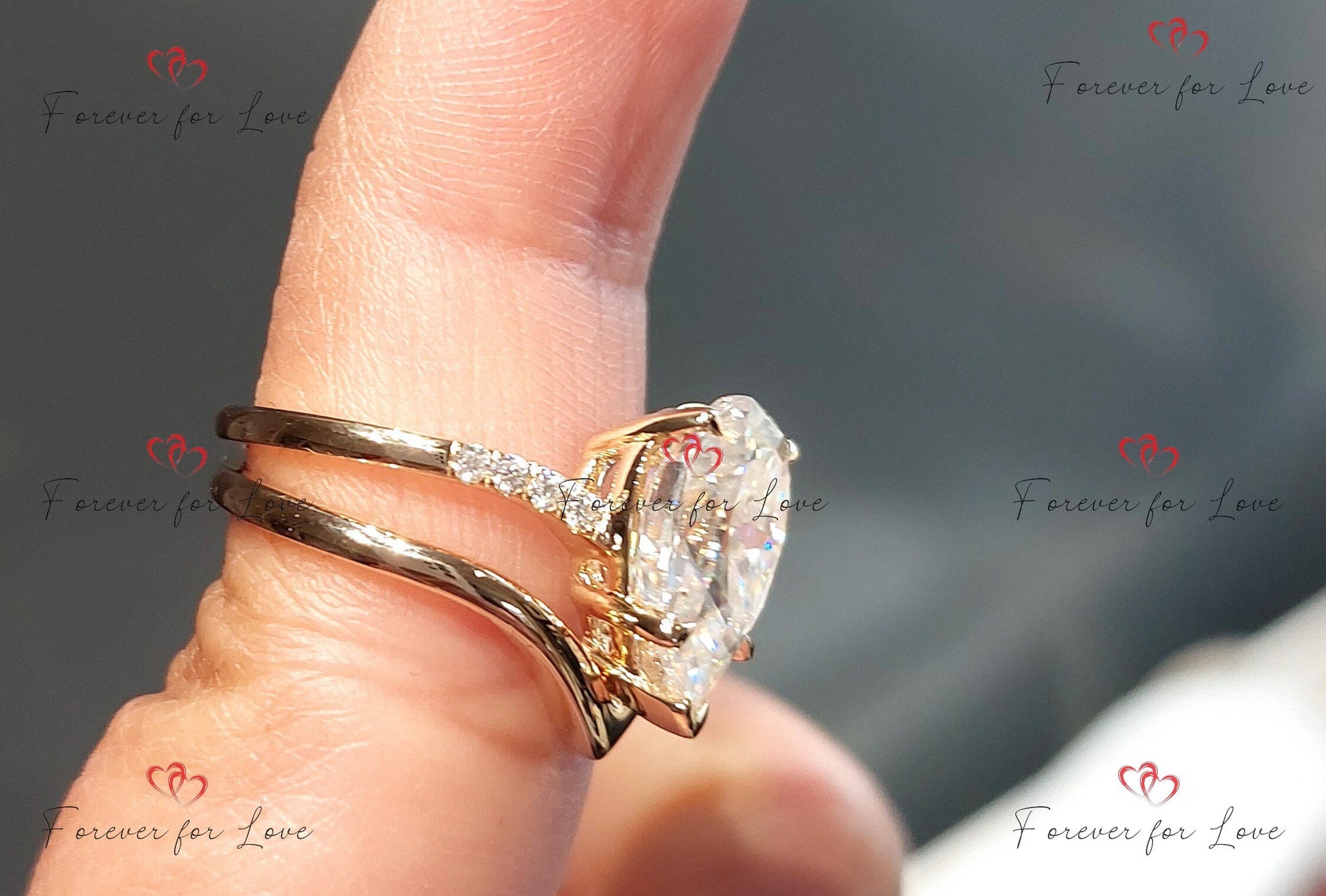 2 Ct Pear Diamond, Moissanite Hidden Halo Engagement Ring