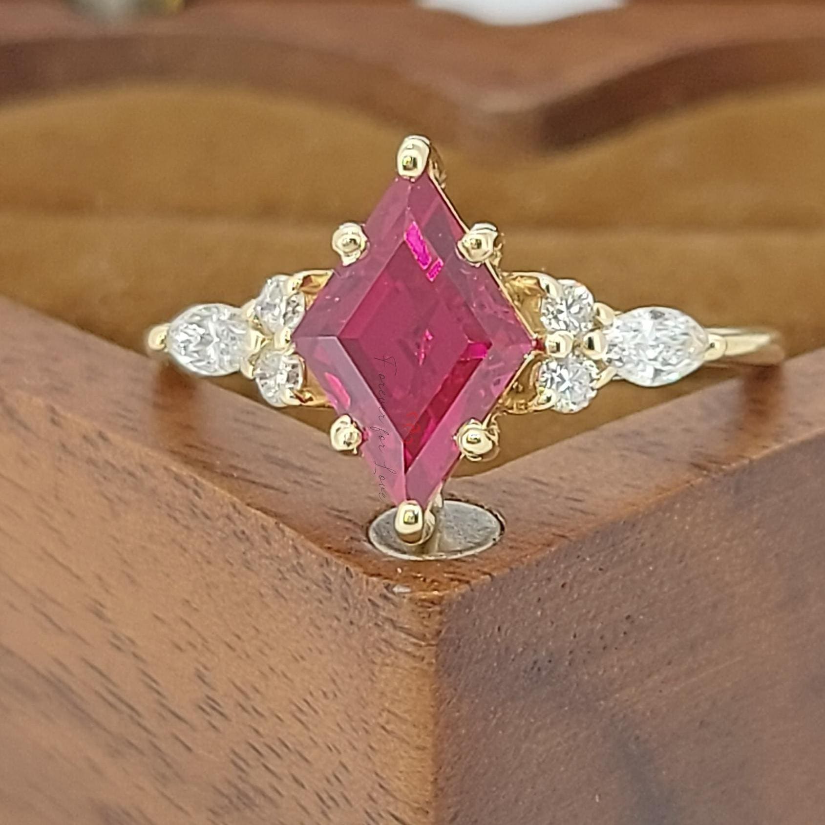 Marquise Red Diamond, Ruby Engagement Ring