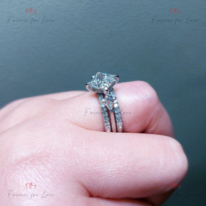 IGI Certified Princess Lab Diamond Three Stone Engagement Ring