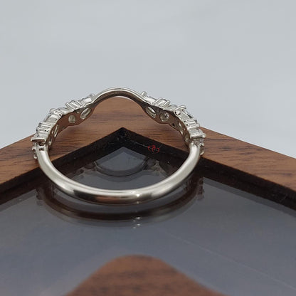 Diamond Marquise and Round cut Vintage Lab Wedding Band half eternity promise ring Rose Gold engagement band Women anniversary band ring