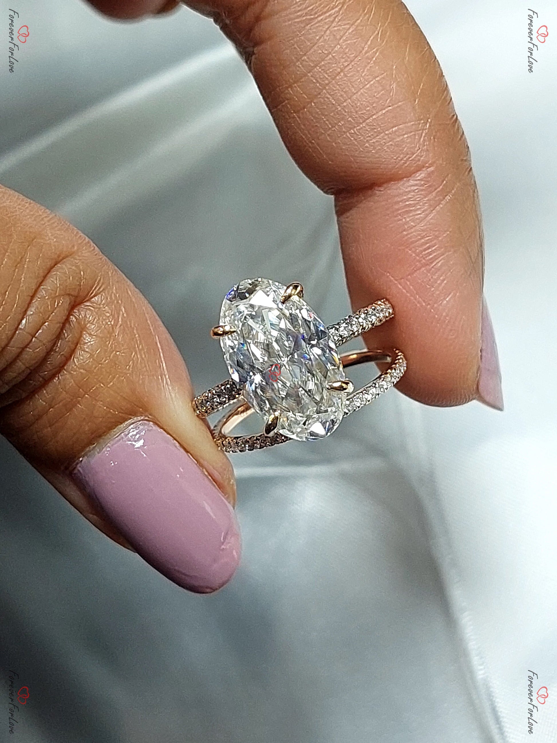 8 Ct Oval Natural Diamond, Moissanite Solitaire Engagement Ring