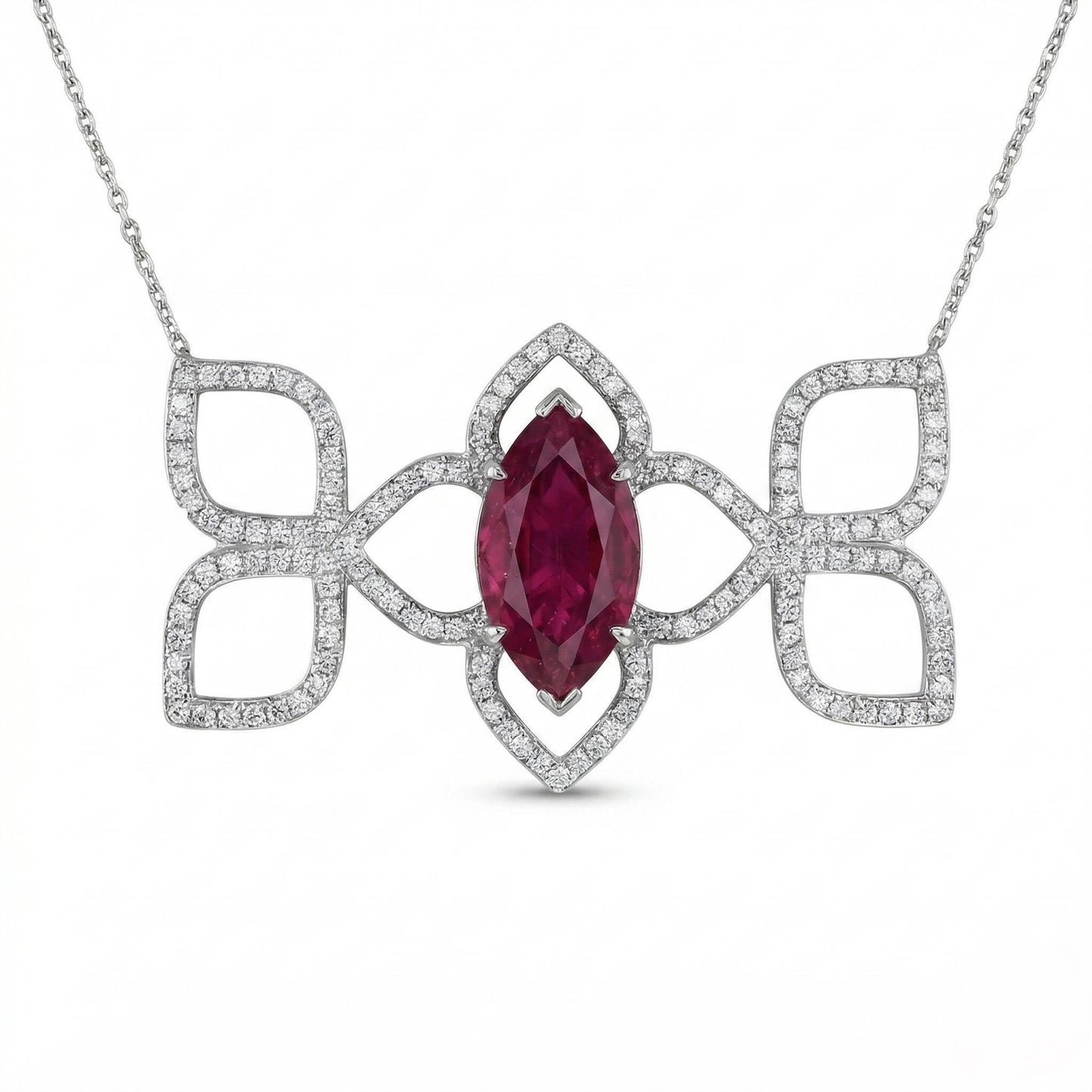 Collier 1 carat rubis taille marquise, collier halo diamant, collier pavé géométrique, bijoux diamant de laboratoire, collier délicat, cadeau parfait Moissanite engagement ring in Gold or Platinum — custom handcrafted by Forever For Love