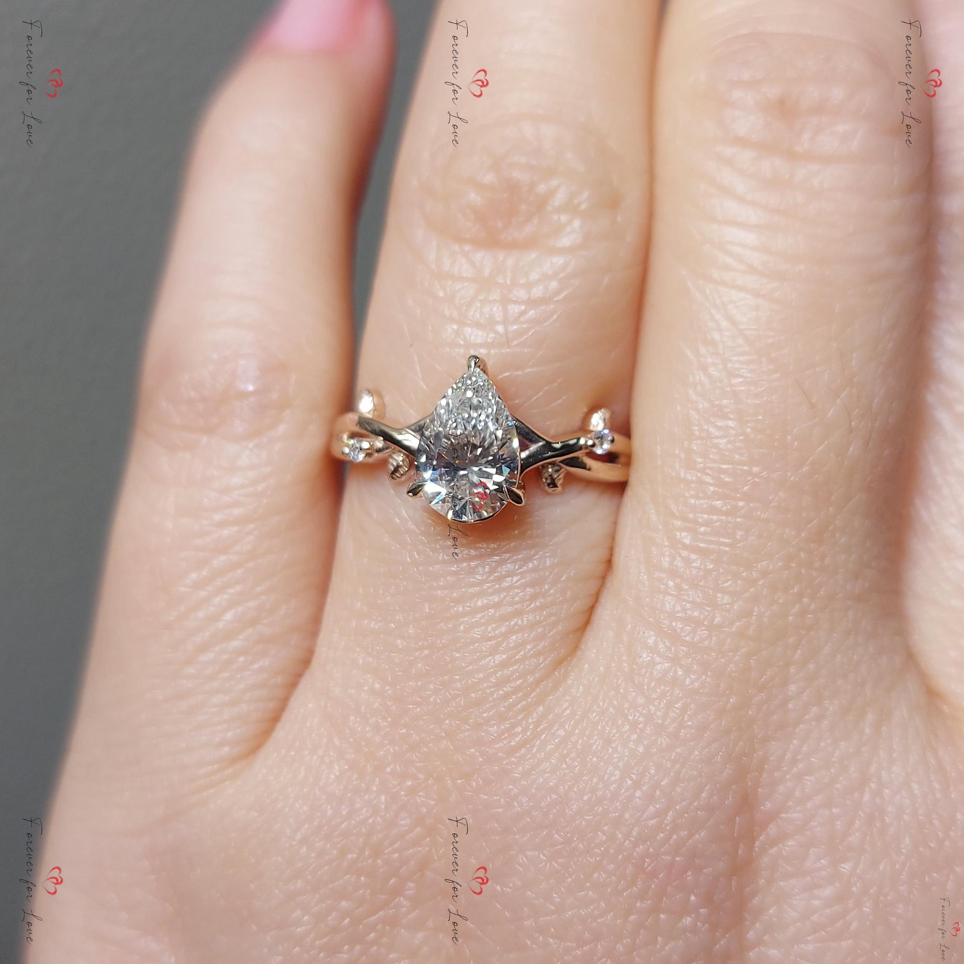 3 Ct IGI Certified Pear Lab Diamond Engagement Ring