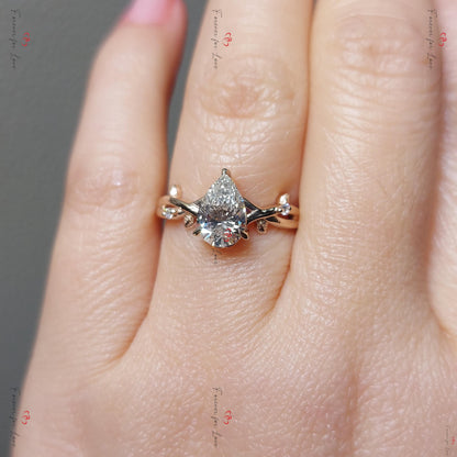 3 Ct IGI Certified Pear Lab Diamond Engagement Ring