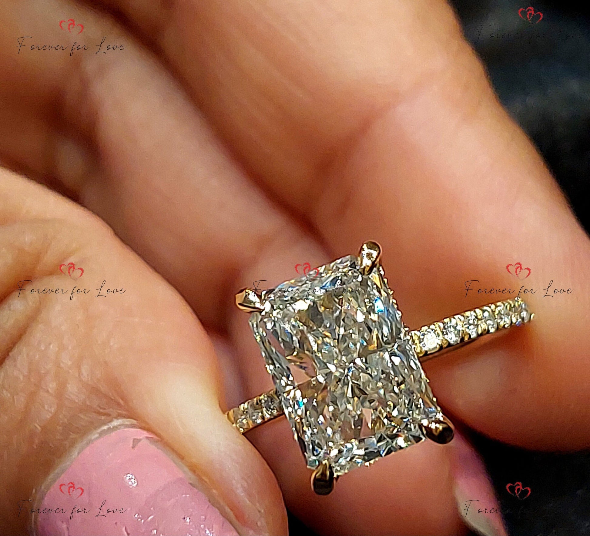 4 Ct IGI Certified Radiant Lab Diamond Halo Engagement Ring