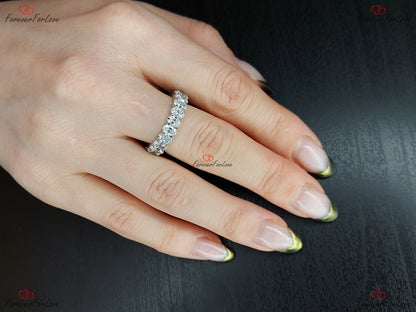 Oval Diamond Lab Grown Full Eternity Band Certified Oval Diamond Band Platinum Full Eternity Wedding Ring sharing Prong Diamond Band