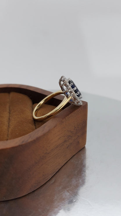 8 Ct Oval Blue Natural Diamond, Sapphire Engagement Ring