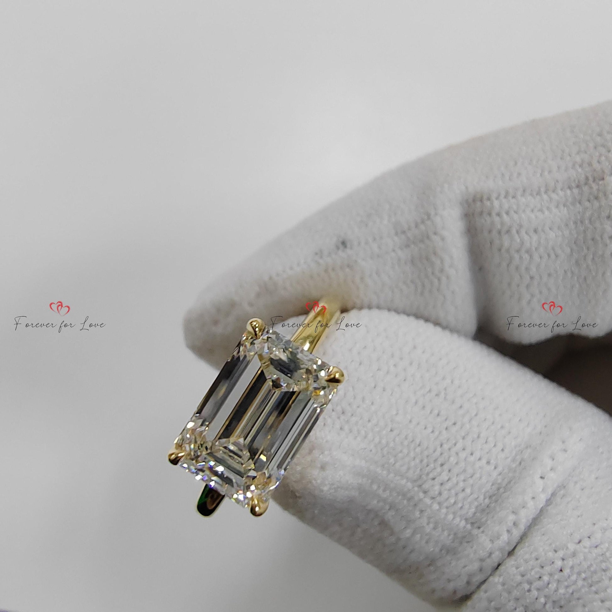 2 Ct IGI Certified Emerald Diamond, Emerald Hidden Halo Engagement Ring