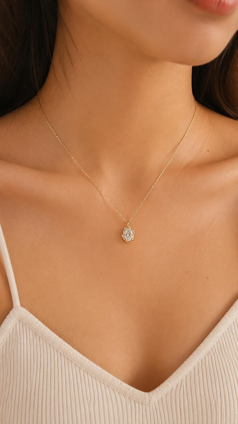 Collier diamant de laboratoire ovale 1,2 ct, collier diamant solitaire, or massif, diamant créé en laboratoire, pendentif classique, cadeau pour elle Moissanite engagement ring in Gold or Platinum — custom handcrafted by Forever For Love
