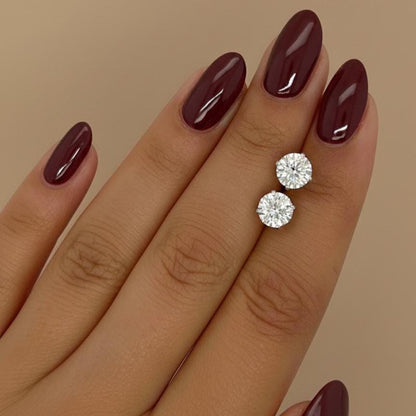 3 Karat Gesamtgewicht D Farbe VVS2 Reinheit IGI-zertifizierte runde Ideal-Schliff Laborgezüchtete Diamant-Ohrstecker 14k Weißgold Körbchen Pushback