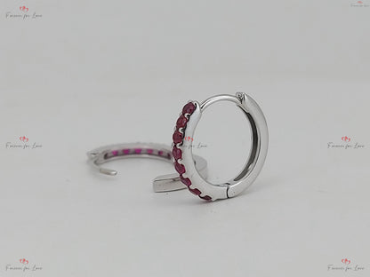 Natural Ruby Earrings / Huggie Earrings / 14k Gold 10MM Ruby Huggie Hoop Earrings / July Birthstone / Last Minute Gift Idea, Gift for Mom