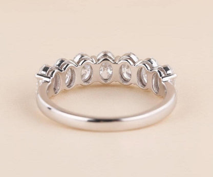 Oval Lab Grown Diamond Anniversary Band, Seven Stone Band for Her, CVD Diamond Wedding Half Eternity Band, Oval Matching Band for Gift