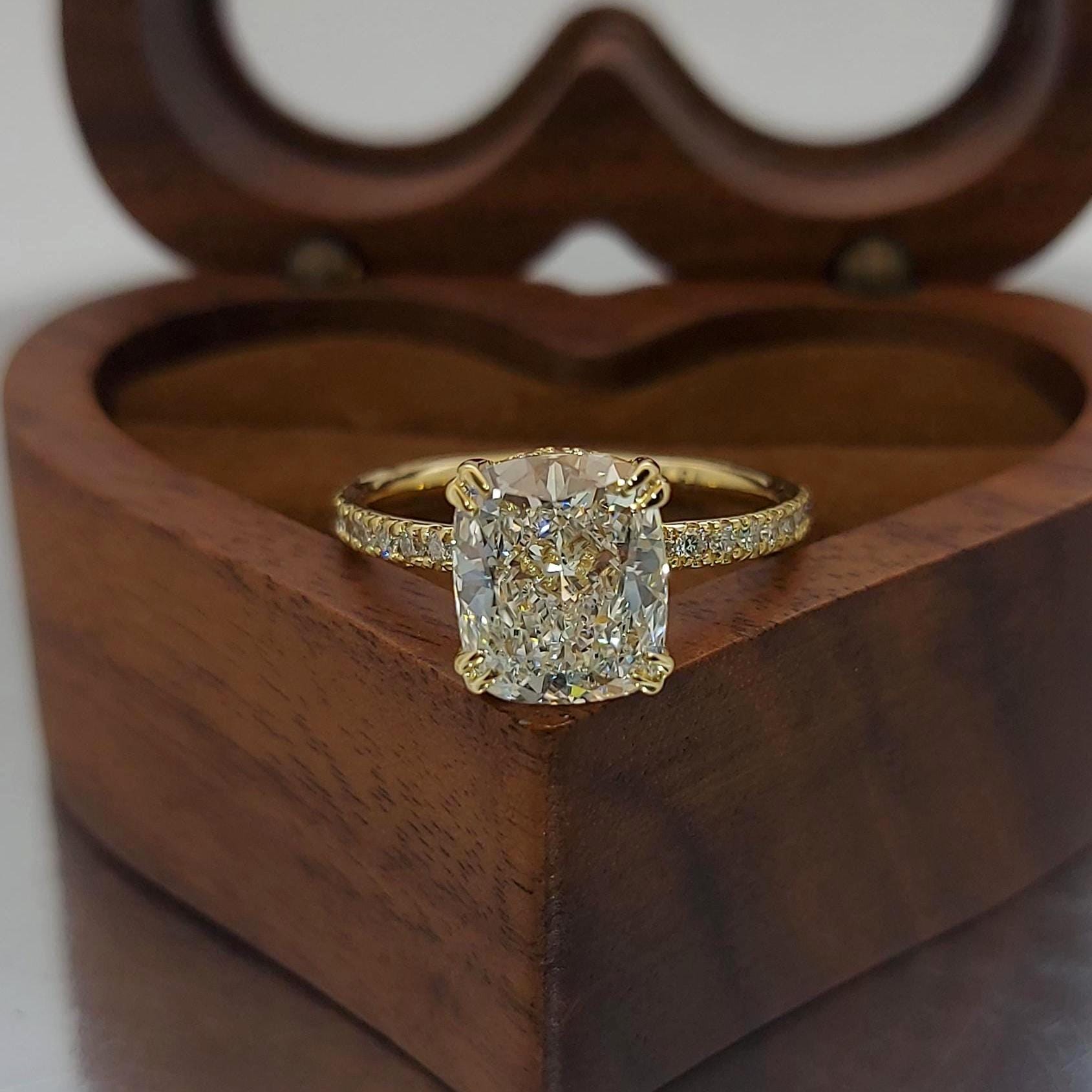 3 Ct IGI Certified Cushion Lab Diamond Engagement Ring