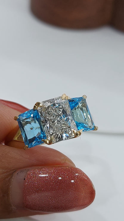 2 Ct Radiant Diamond Three Stone Engagement Ring