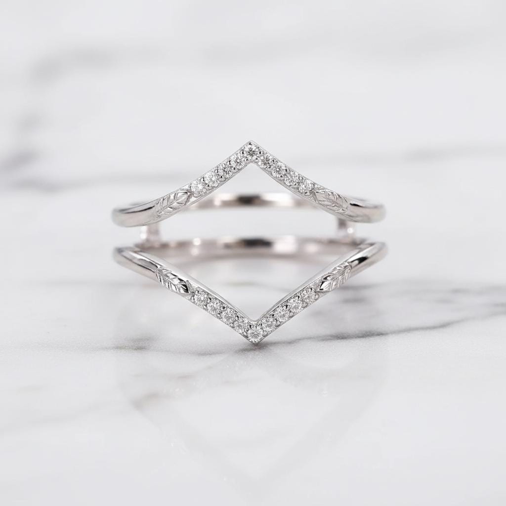 Round Lab Grown Diamond Ring Enhancer for Engagement Ring, Petal Design Matching Stackable Guard Band, Diamond Ring Jacket, Anniversary Gift