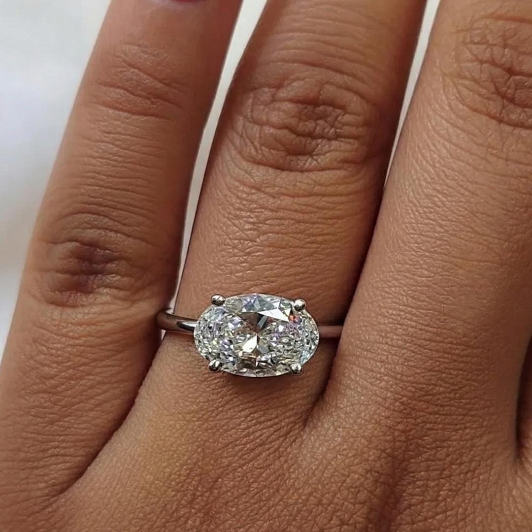 2 Ct IGI Certified Oval Lab Diamond Solitaire Engagement Ring Oval cut 1Ct Moissanite Brilliant Cut engagement ring in 935 Argentium Silver — custom handcrafted by Forever For Love