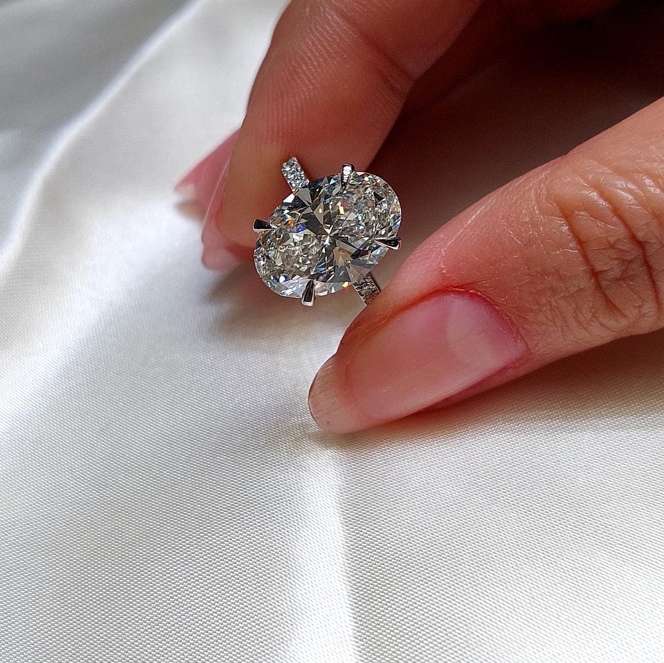 8 Ct Oval Diamond, Moissanite Engagement Ring