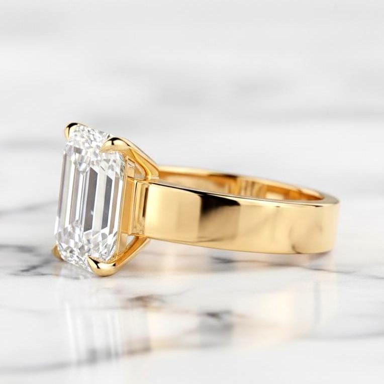 3 Karat Smaragd Labordiamant Solitär Verlobungsring Emerald cut Moissanite engagement ring in 935 Argentium Silber — custom handcrafted by Forever For Love