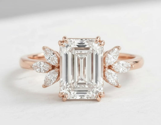 1.5 Ct Emerald Lab Diamond Engagement Ring