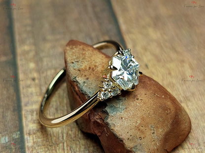 Hexagon Moissanite Engagement Ring