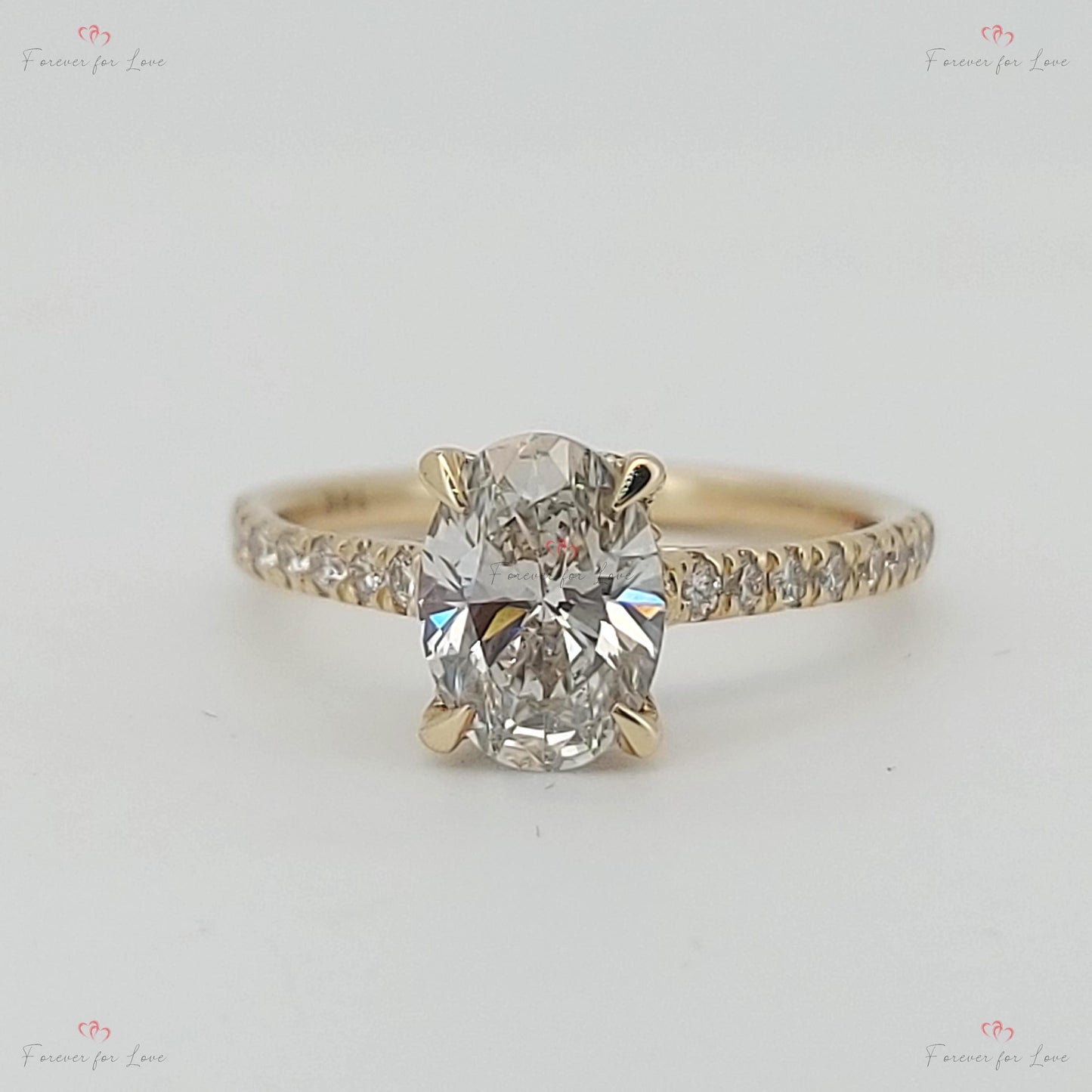 1 Ct IGI Certified Oval Diamond Engagement Ring Oval cut 1Ct Moissanite Brilliant Cut engagement ring in 935 Argentium Silver — custom handcrafted by Forever For Love