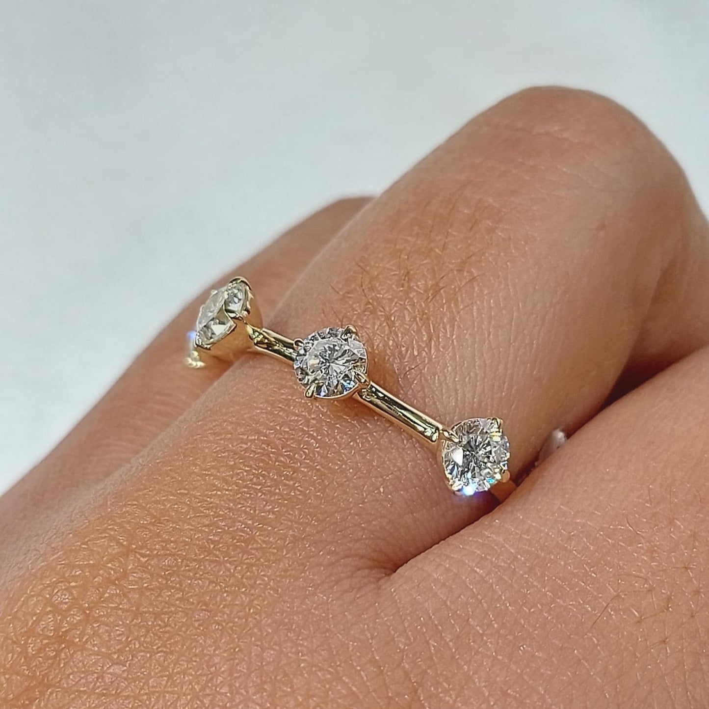 Round Lab Diamond Band Round cut Moissanite Brilliant Cut engagement ring in 935 Argentium Silver — custom handcrafted by Forever For Love