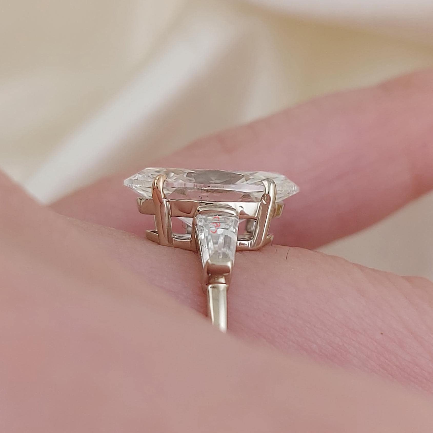 5 Ct Oval Lab Diamond Three Stone Engagement Ring