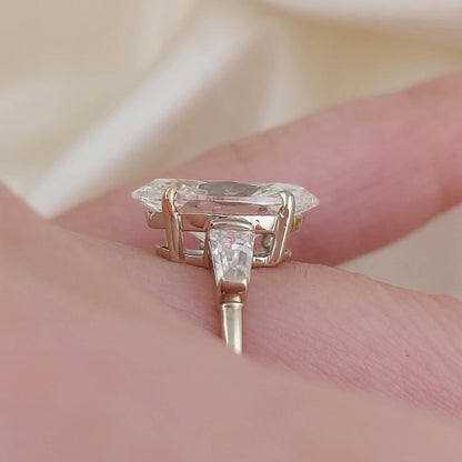 5 Ct Oval Lab Diamond Three Stone Engagement Ring