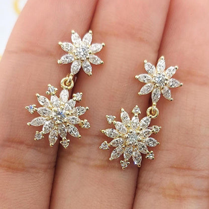 1,5 TCW Marquise- und Rundschliff-Diamant-Ohrhänger, Labordiamant-Ohrhänger, Diamant-Ohrringe für Damen und Mädchen, perfektes Geschenk