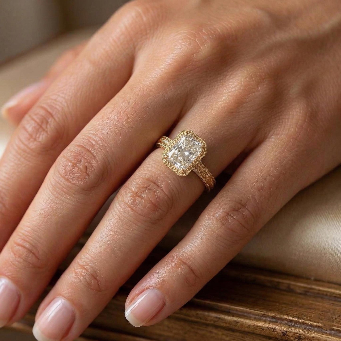 2 Karat IGI-zertifiziertes Radiant-Diamantband Radiant cut Moissanite engagement ring in 935er Argentium Silber — custom handcrafted by Forever For Love