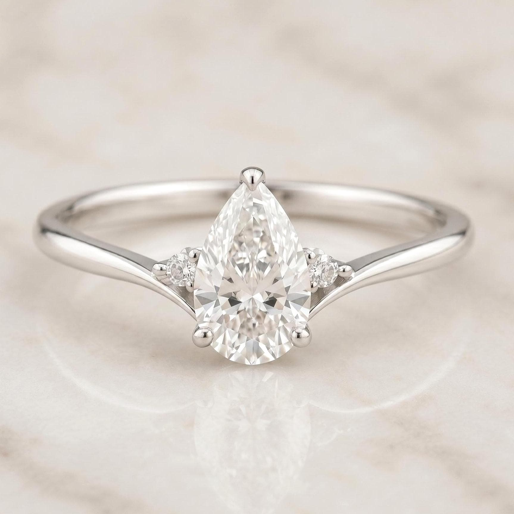 14k Solid Gold Pear Shaped Engagement Ring Pear Diamond Ring Lab Grown Diamond Ring Pear Ring for Anniversary Gift Solid Gold Ring