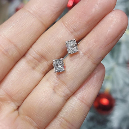 Clous d'oreilles taille radiant / Clous d'oreilles taille radiant / Clous d'oreilles en or 14 carats / Clous d'oreilles taille radiant 1 carat poids total / Cadeau pour maman